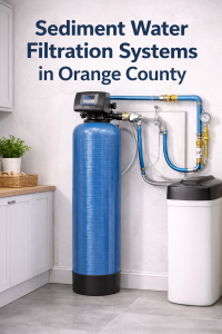Whole house sediment filtration tank system installed in Orange County home