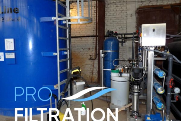 Commercial water filtration system with ozone disinfection for industrial applications