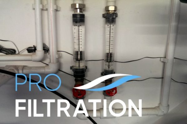Rotameter flow meters used in commercial water filtration systems to monitor flow rate